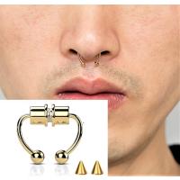 Gold Mıknatıslı Fake Burun Piercing -Top Ve Ok Uçlu Paslanmaz Septum Deliksiz Pirsing