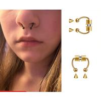 Gold Mıknatıslı Fake Burun Piercing -Top Ve Ok Uçlu Paslanmaz Septum Deliksiz Pirsing